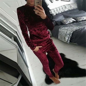Autumn Velvet Tracksuits Women Set Suits Winter Two Piece Track Suit Set Women Warm Sweatshirt 2 Piece Set Ladies Pant Suit