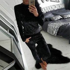 Autumn Velvet Tracksuits Women Set Suits Winter Two Piece Track Suit Set Women Warm Sweatshirt 2 Piece Set Ladies Pant Suit