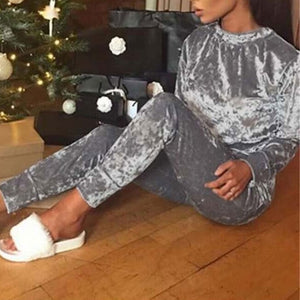 Autumn Velvet Tracksuits Women Set Suits Winter Two Piece Track Suit Set Women Warm Sweatshirt 2 Piece Set Ladies Pant Suit