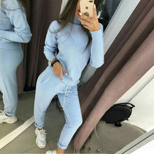 Load image into Gallery viewer, TAOVK Autumn Knitted Tracksuit Turtleneck Sweater Casual Suits Women Knit Pullovers and long Pant 2 Piece Set Female