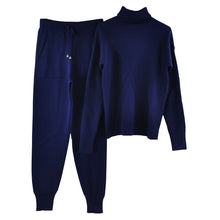 Load image into Gallery viewer, TAOVK Autumn Knitted Tracksuit Turtleneck Sweater Casual Suits Women Knit Pullovers and long Pant 2 Piece Set Female
