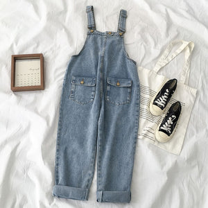 Harajuku Casual Overall Set Women Summer Two Piece Set Fashion Blue Long Sleeve Plaid Blouse + Black Loose Long Pant Summer Set