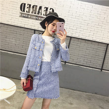 Load image into Gallery viewer, HAMALIEL High Quality Women 2 Piece Set Autumn Winter Red Tweed Tassel Single Breasted Jacket Coat + Fringe A Line Skirt Suits